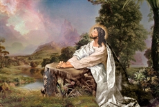 Rezando con Jes&uacute;s en el Huerto de los olivos